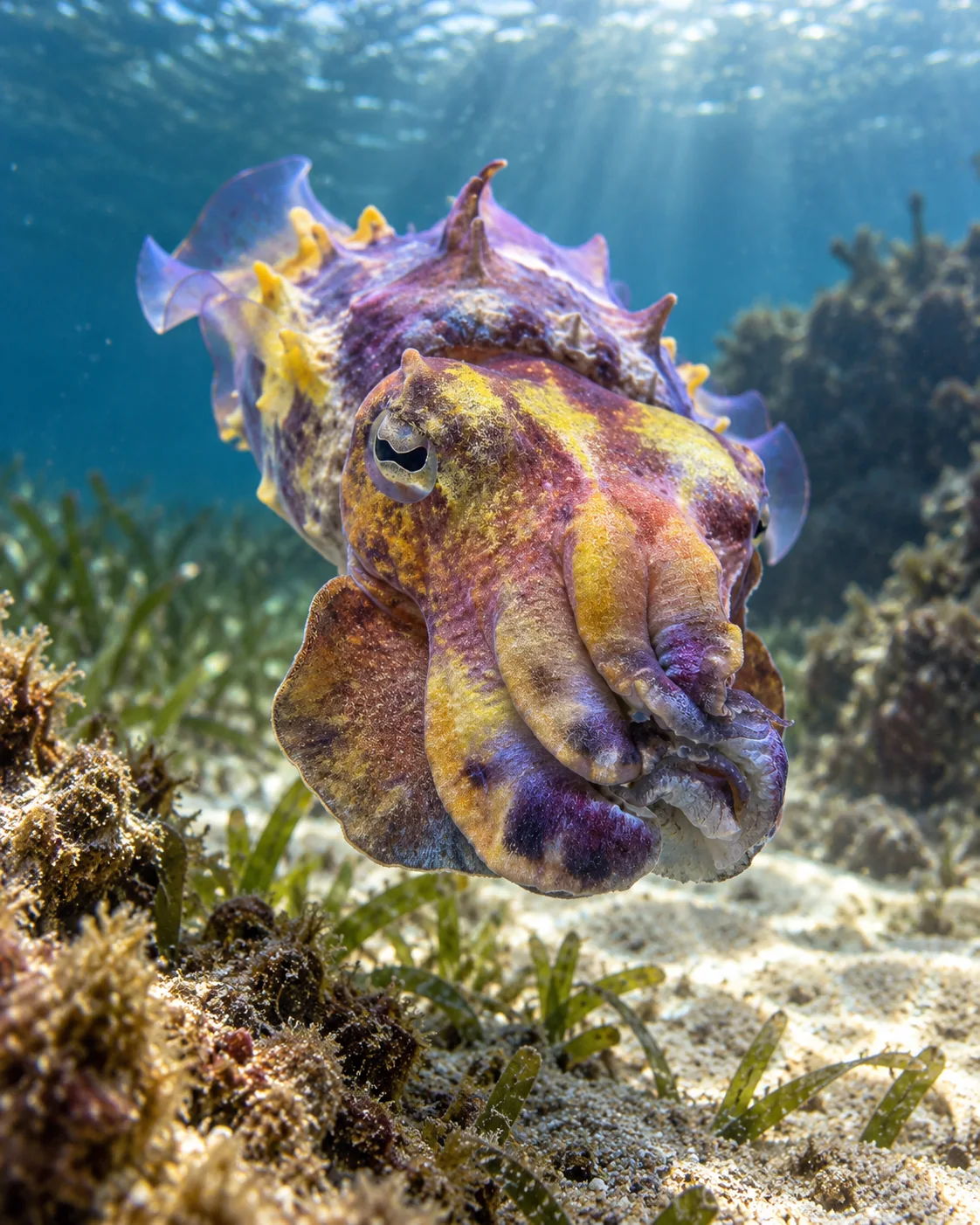 Cuttlefish in an underwater natural habitat