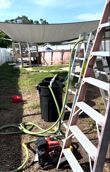 The backyard version of the plan was considerably messier than the drawing.